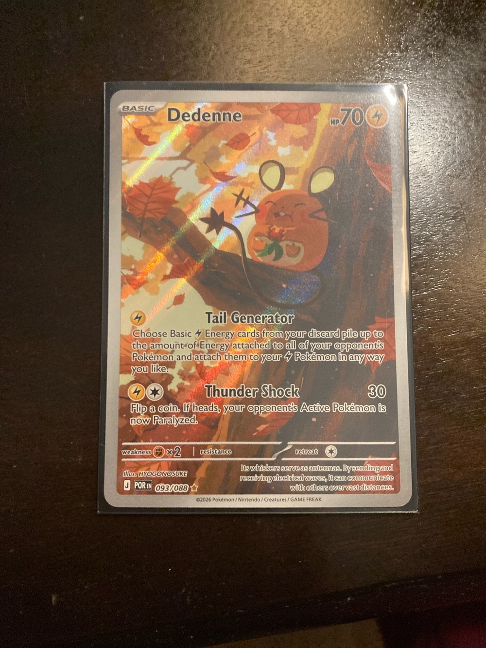 Dedenne Holographic Trading Card - Orange